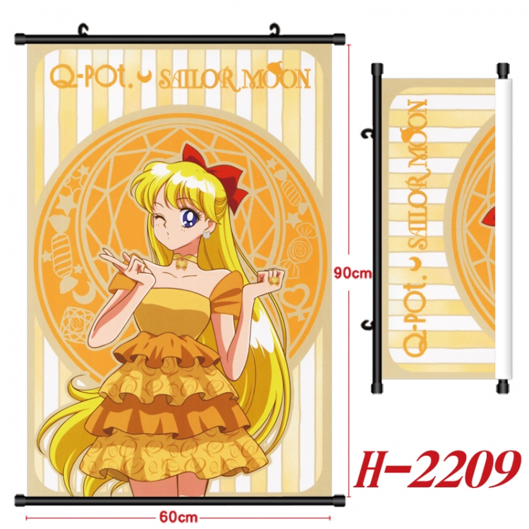 sailormoon Anime Black Plastic Rod Canvas Painting Wall Scroll 60X90CM H-2209A