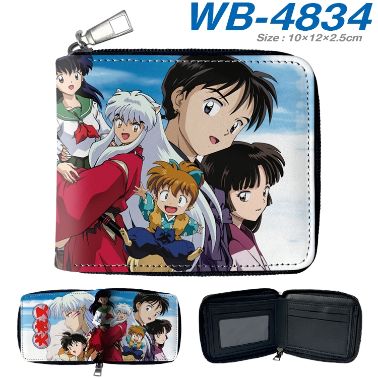 Inuyasha Anime color short full zip folding wallet 10x12x2.5cm WB-4834A