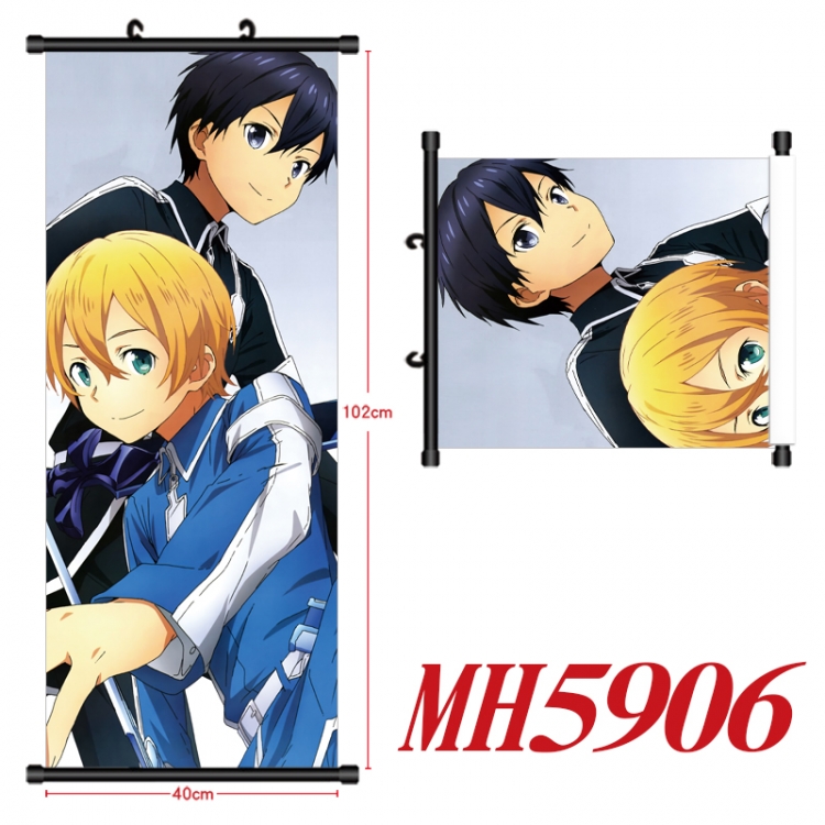 Sword Art Online Anime black Plastic rod Cloth painting Wall Scroll 40X102CM MH5906A