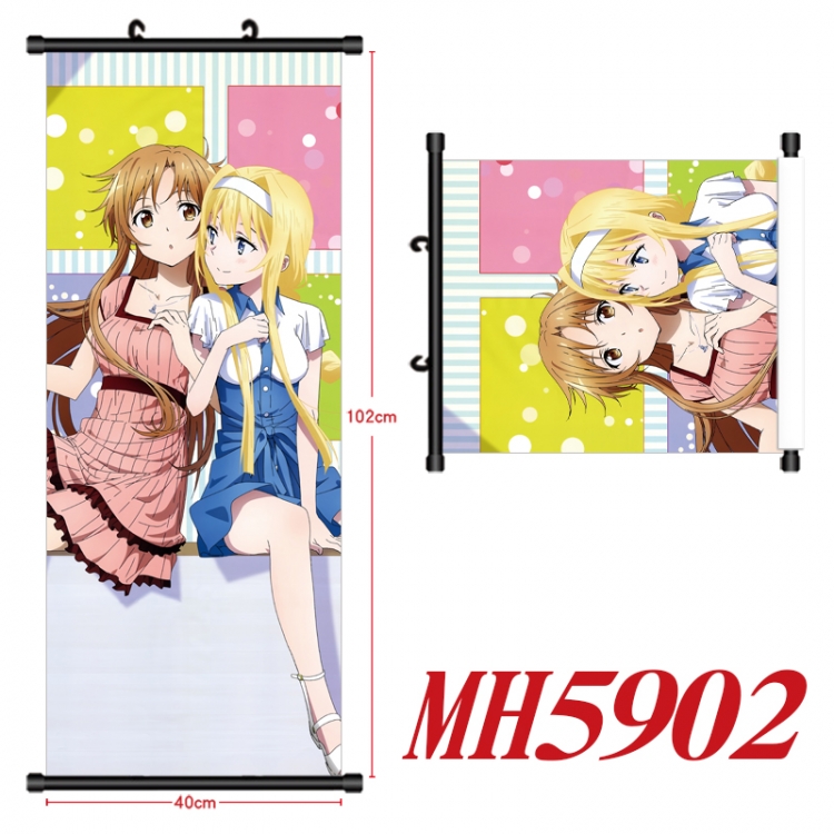 Sword Art Online Anime black Plastic rod Cloth painting Wall Scroll 40X102CM MH5902A
