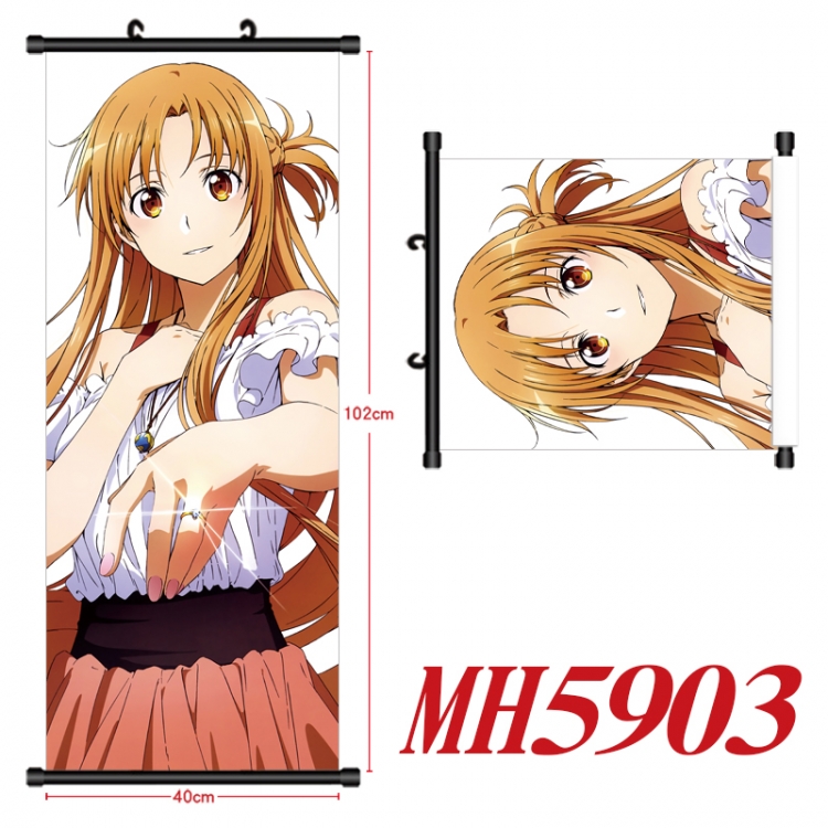 Sword Art Online Anime black Plastic rod Cloth painting Wall Scroll 40X102CM MH5903A