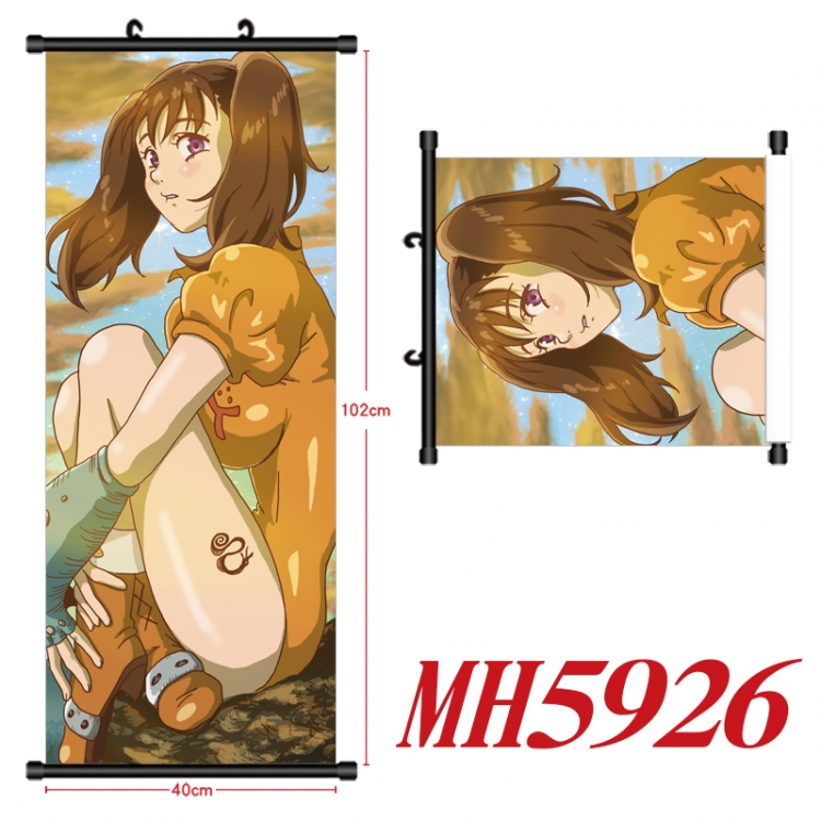 The Seven Deadly Sins Anime black Plastic rod Cloth painting Wall Scroll 40X102CM MH5926A