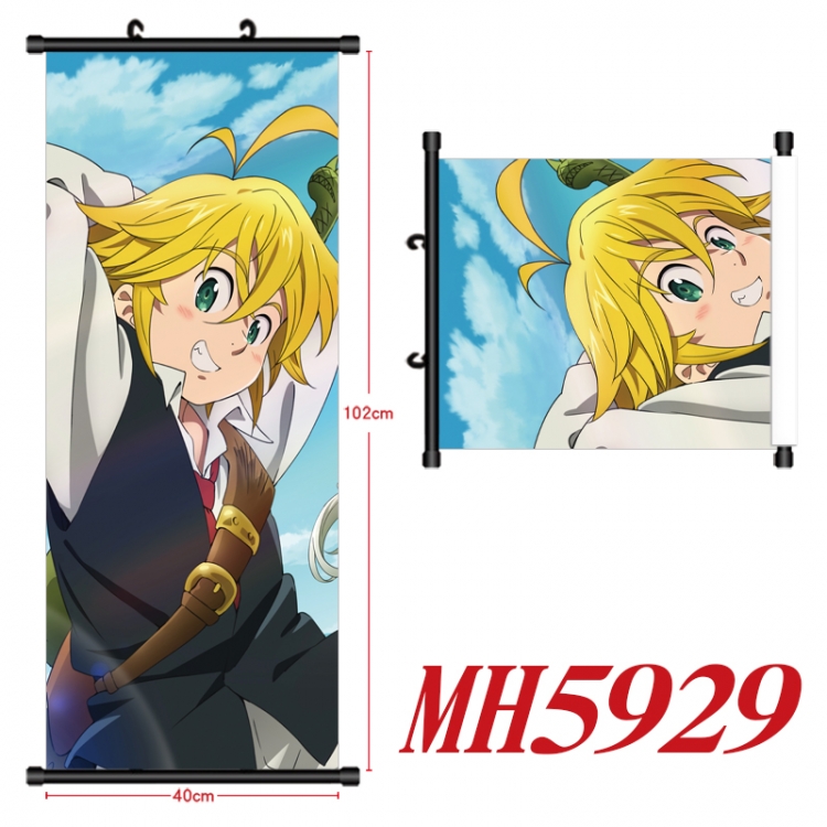 The Seven Deadly Sins Anime black Plastic rod Cloth painting Wall Scroll 40X102CM MH5929A