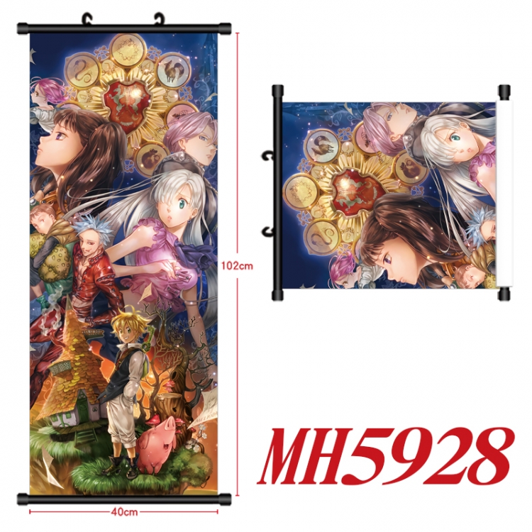 The Seven Deadly Sins Anime black Plastic rod Cloth painting Wall Scroll 40X102CM MH5928A