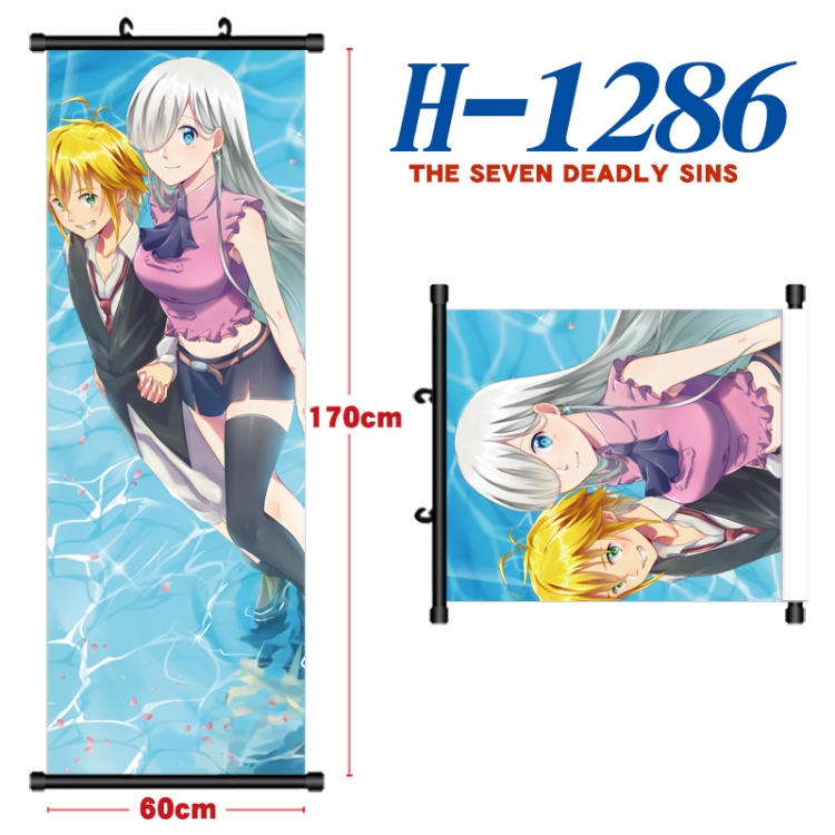 The Seven Deadly Sins Black plastic rod cloth hanging canvas painting Wall Scroll 60x170cm H-1286A