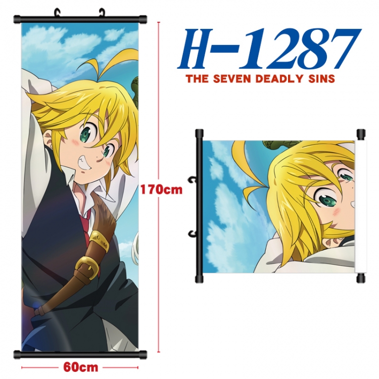 The Seven Deadly Sins Black plastic rod cloth hanging canvas painting Wall Scroll 60x170cm H-1287A
