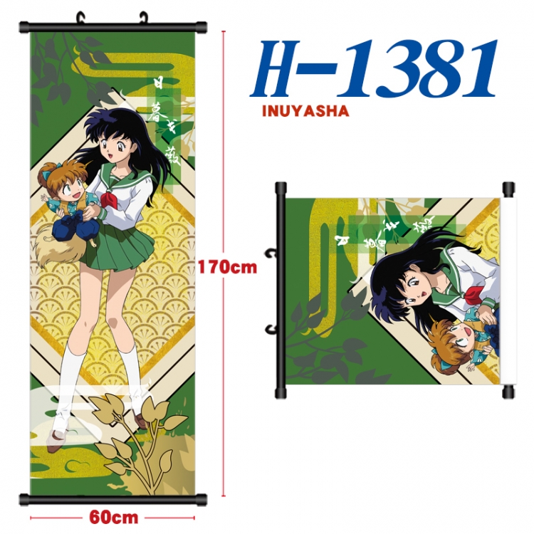 Inuyasha Black plastic rod cloth hanging canvas painting Wall Scroll 60x170cm H-1381A