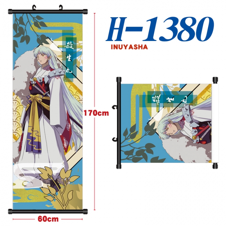 Inuyasha Black plastic rod cloth hanging canvas painting Wall Scroll 60x170cm H-1380A