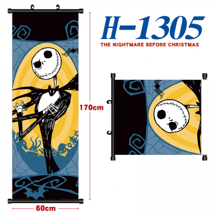 The Nightmare Before Christmas Black plastic rod cloth hanging canvas painting Wall Scroll 60x170cm H-1305A