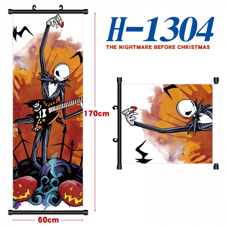 The Nightmare Before Christmas Black plastic rod cloth hanging canvas painting Wall Scroll 60x170cm H-1304A