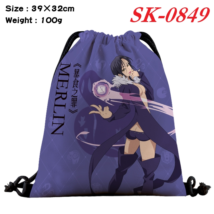 The Seven Deadly Sins cartoon Waterproof Nylon Full Color Drawstring Pocket 39x32cm SK-0849