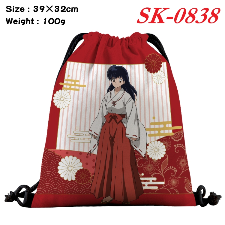 Inuyasha  cartoon Waterproof Nylon Full Color Drawstring Pocket 39x32cm  SK-0838