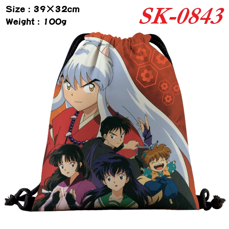 Inuyasha  cartoon Waterproof Nylon Full Color Drawstring Pocket 39x32cm SK-0843