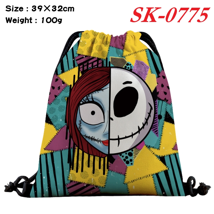 The Nightmare Before Christmas cartoon Waterproof Nylon Full Color Drawstring Pocket 39x32cm SK-0775