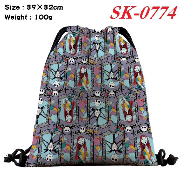 The Nightmare Before Christmas cartoon Waterproof Nylon Full Color Drawstring Pocket 39x32cm SK-0774