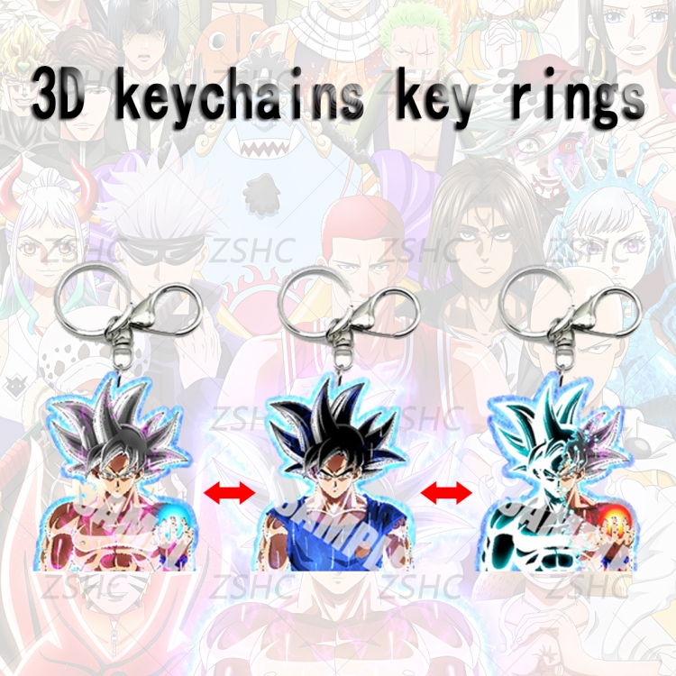 DRAGON BALL 3D gradient acrylic keychain cardboard packaging 5-8CM  price for 5 pcs K-DB25