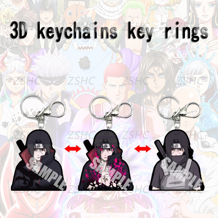 Naruto 3D gradient acrylic keychain cardboard packaging 5-8CM  price for 5 pcs K-N04