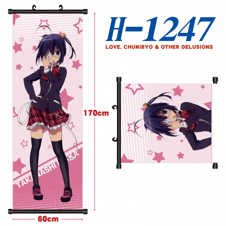 Chuunibyou Demo Koi Ga Shitai Black plastic rod cloth hanging canvas painting Wall Scroll 60x170cm H-1247A