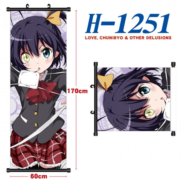 Chuunibyou Demo Koi Ga Shitai Black plastic rod cloth hanging canvas painting Wall Scroll 60x170cm H-1251A