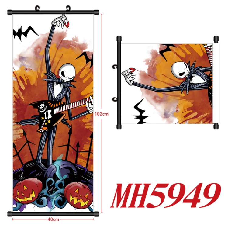 The Nightmare Before Christmas Anime black Plastic rod Cloth painting Wall Scroll 40X102CM MH5949A