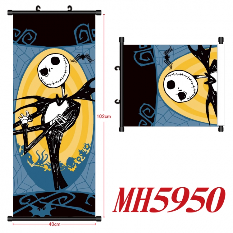 The Nightmare Before Christmas Anime black Plastic rod Cloth painting Wall Scroll 40X102CM MH5950A