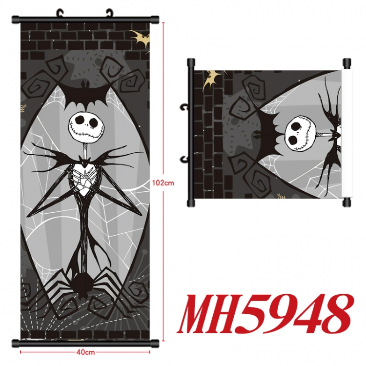 The Nightmare Before Christmas Anime black Plastic rod Cloth painting Wall Scroll 40X102CM MH5948A