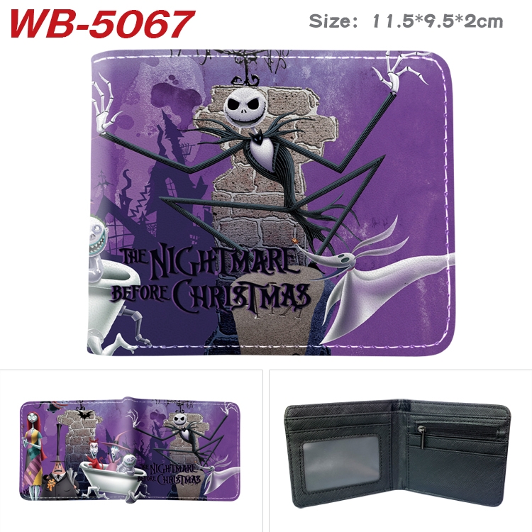 The Nightmare Before Christmas Animation color PU leather half fold wallet 11.5X9X2CM WB-5067A
