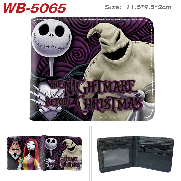 The Nightmare Before Christmas Animation color PU leather half fold wallet 11.5X9X2CM WB-5065A