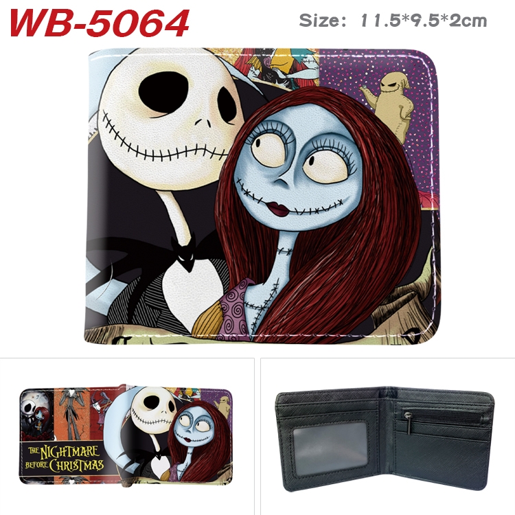 The Nightmare Before Christmas Animation color PU leather half fold wallet 11.5X9X2CM WB-5064A