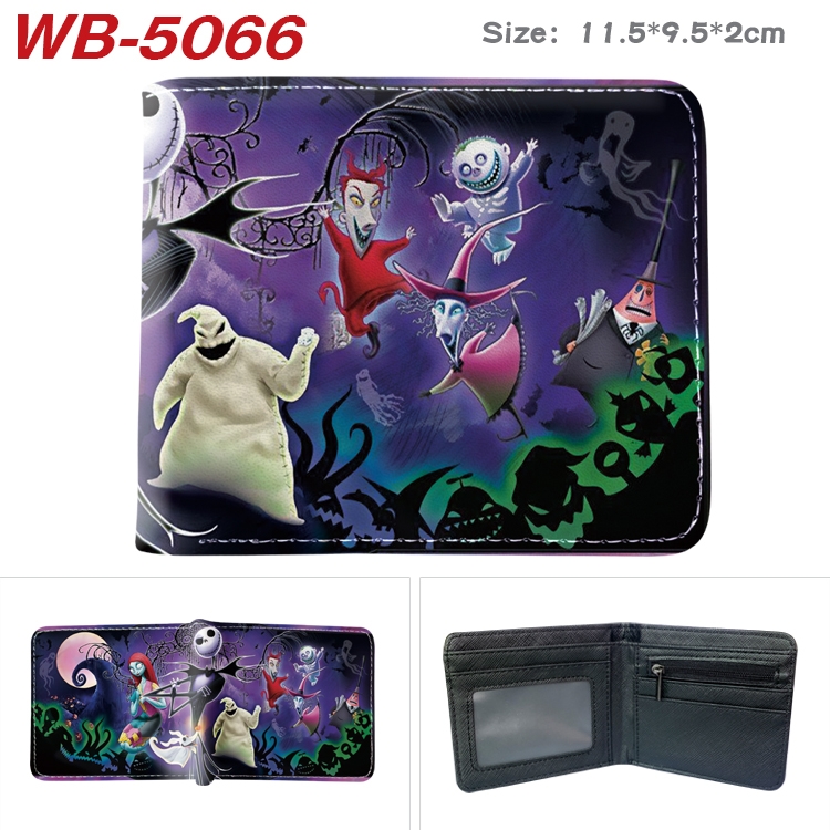The Nightmare Before Christmas Animation color PU leather half fold wallet 11.5X9X2CM WB-5066A