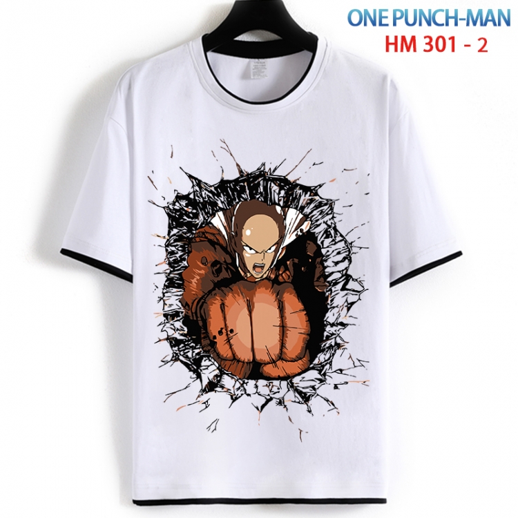 One Punch Man Cotton crew neck black and white trim short-sleeved T-shirt from S to 4XL HM 301 2