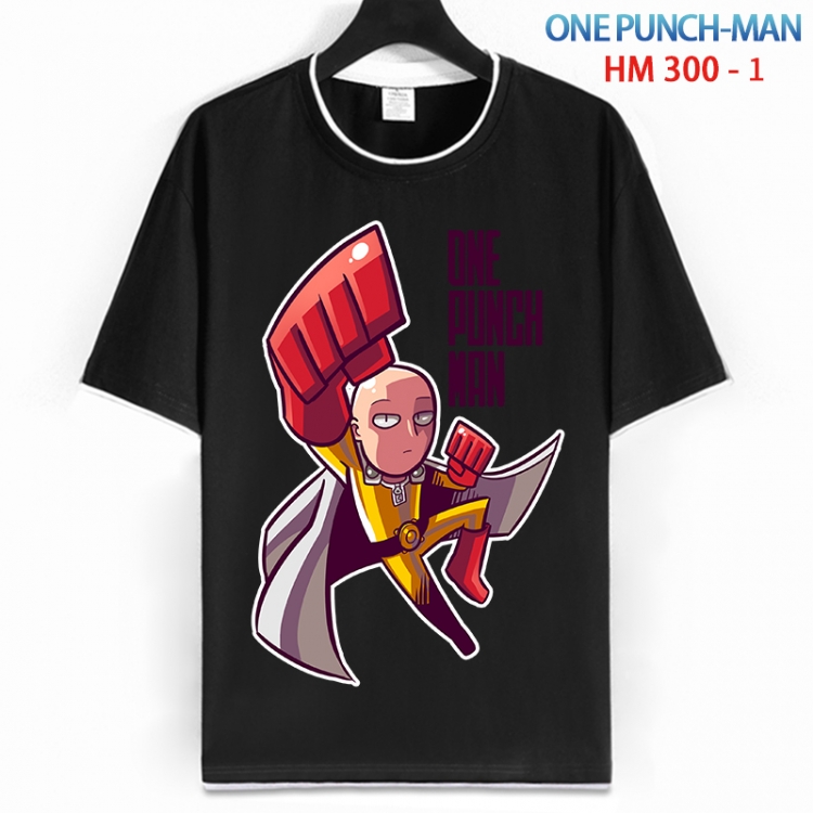 One Punch Man Cotton crew neck black and white trim short-sleeved T-shirt from S to 4XL  HM 300 1