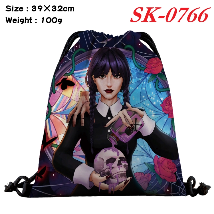 The Addams Family cartoon Waterproof Nylon Full Color Drawstring Pocket 39x32cm  SK-0766