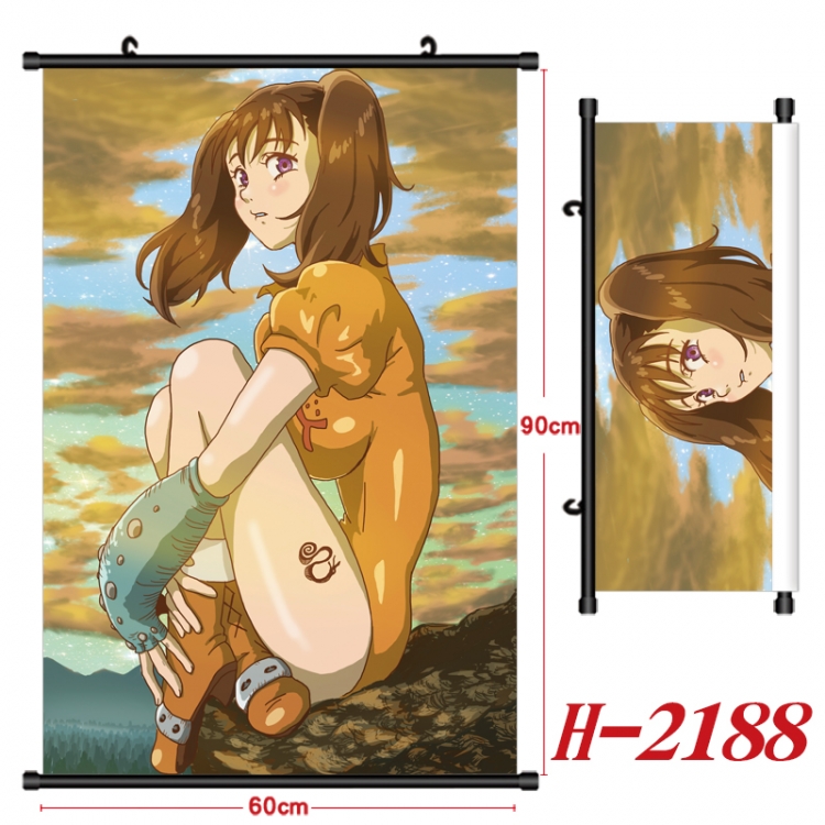 The Seven Deadly Sins Anime Black Plastic Rod Canvas Painting Wall Scroll 60X90CM H-2188A