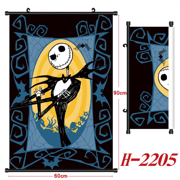 The Nightmare Before Christmas Anime Black Plastic Rod Canvas Painting Wall Scroll 60X90CM  H-2205A