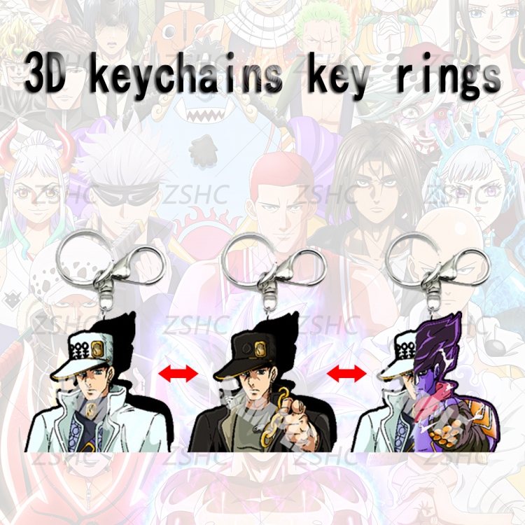 JoJos Bizarre Adventure 3D gradient acrylic keychain cardboard packaging 5-8CM  price for 5 pcs