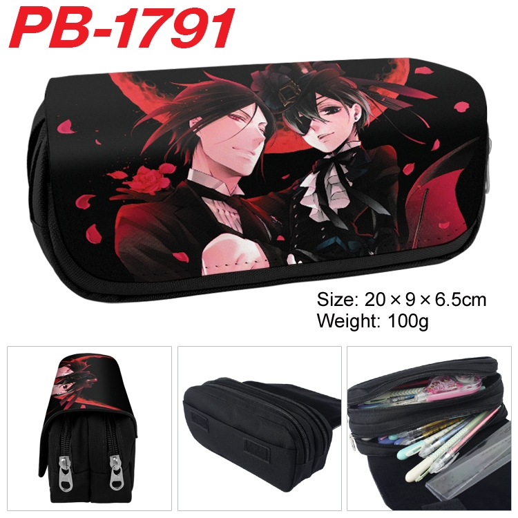 Kuroshitsuji Anime double-layer pu leather printing pencil case 20×9×6.5cm  PB-1791