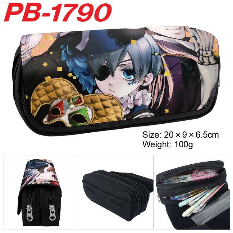 Kuroshitsuji Anime double-layer pu leather printing pencil case 20×9×6.5cm PB-1790