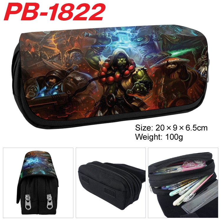 World Of Warcraft Anime double-layer pu leather printing pencil case 20×9×6.5cm  PB-1822