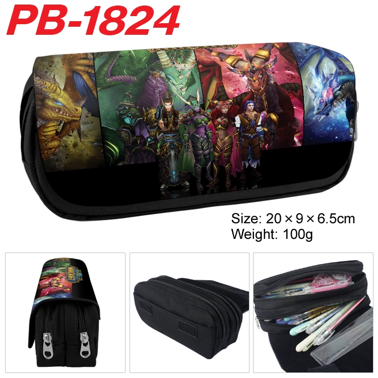 World Of Warcraft Anime double-layer pu leather printing pencil case 20×9×6.5cm PB-1824