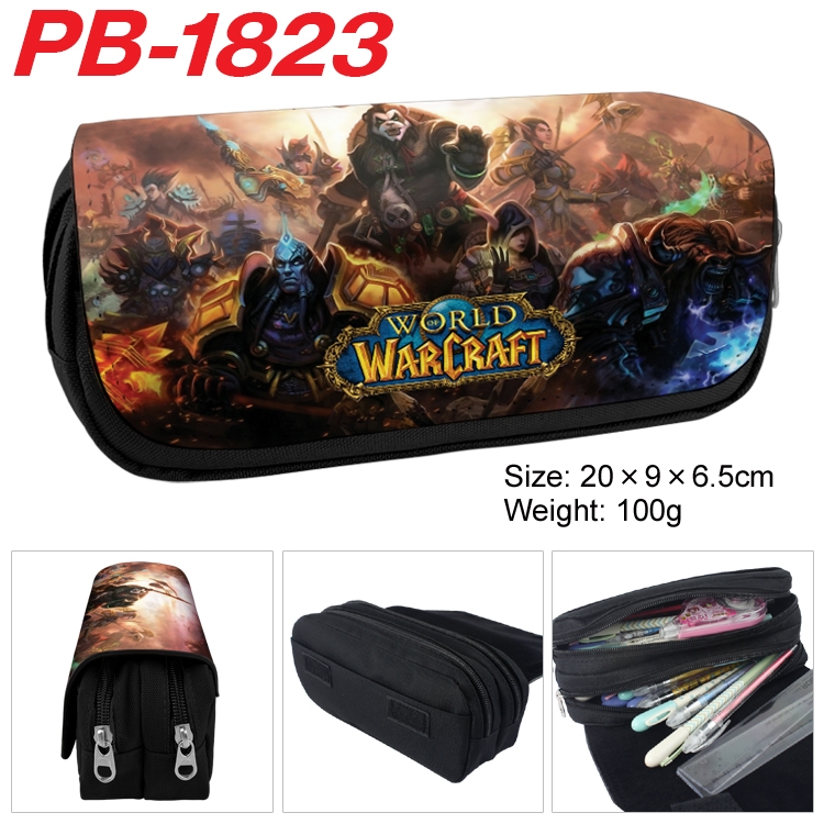 World Of Warcraft Anime double-layer pu leather printing pencil case 20×9×6.5cm  PB-1823