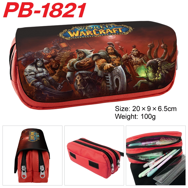World Of Warcraft Anime double-layer pu leather printing pencil case 20×9×6.5cm PB-1821