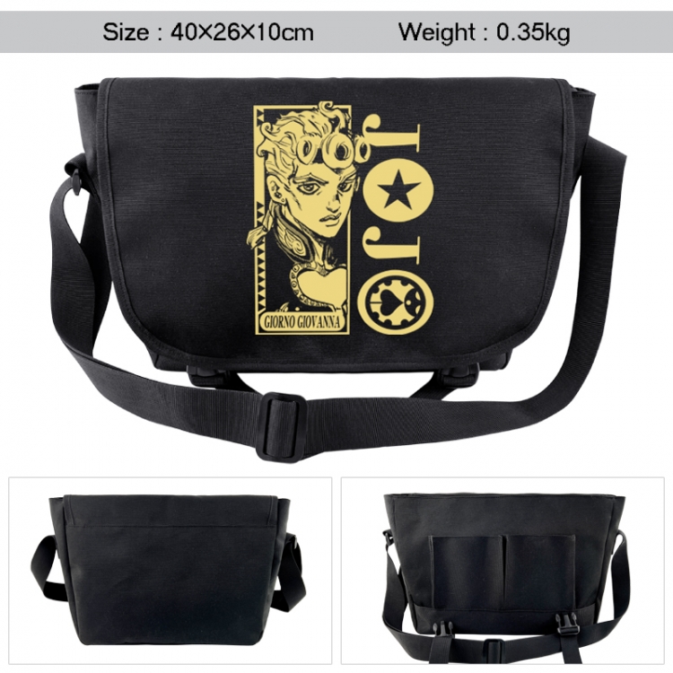 JoJos Bizarre Adventure Anime black double button waterproof single shoulder crossbody bag 40x26x10cm 0.35kg