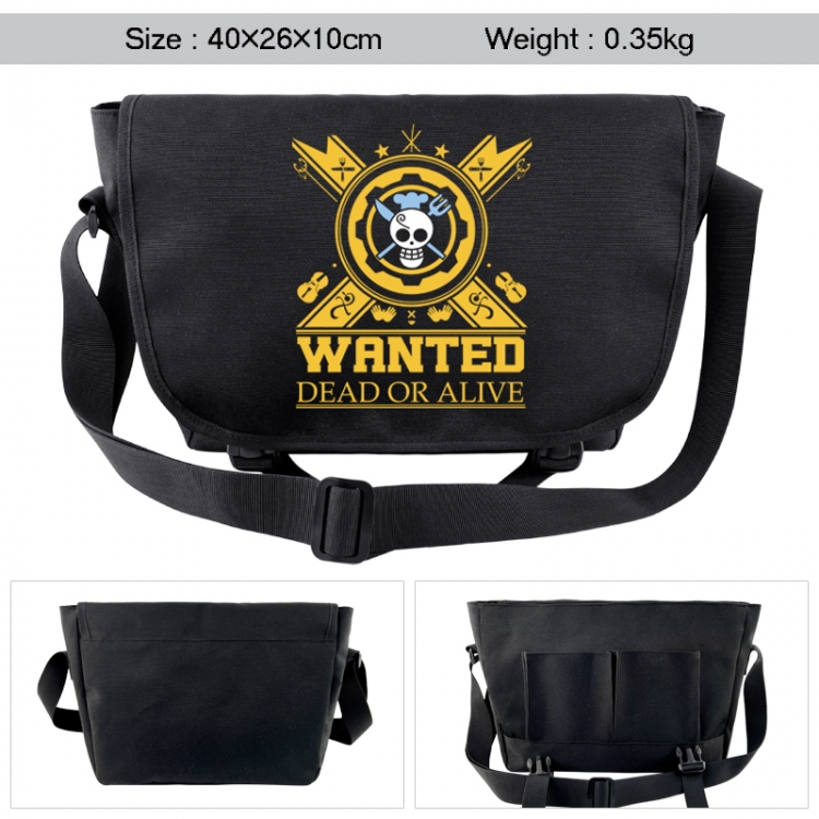 One Piece Anime black double button waterproof single shoulder crossbody bag 40x26x10cm 0.35kg