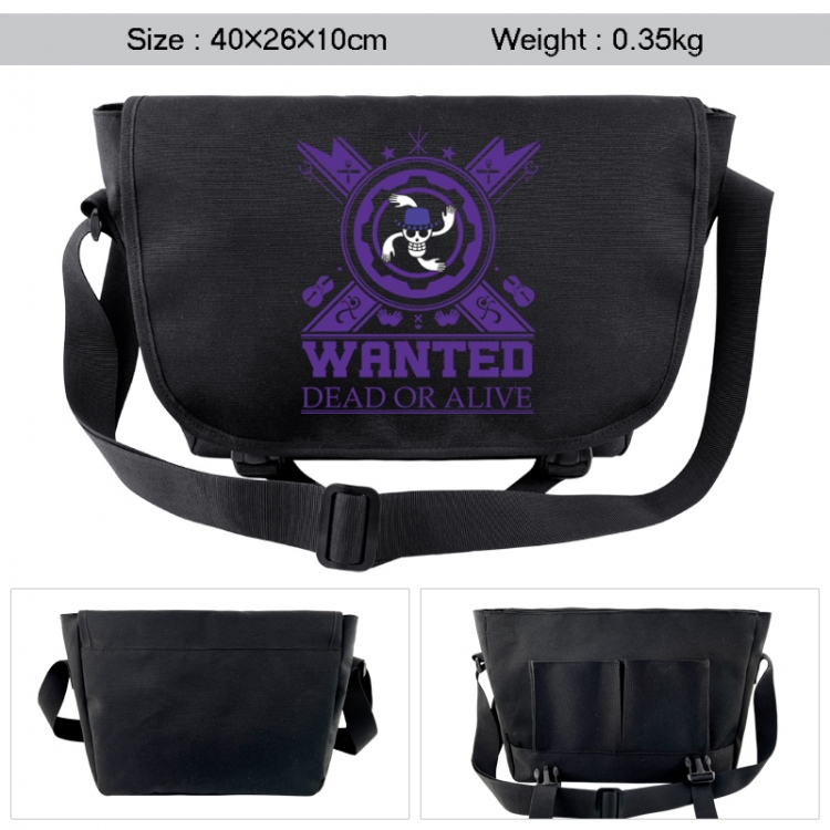 One Piece Anime black double button waterproof single shoulder crossbody bag 40x26x10cm 0.35kg