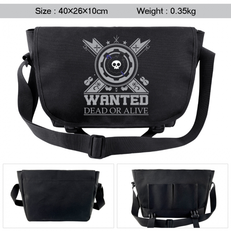 One Piece Anime black double button waterproof single shoulder crossbody bag 40x26x10cm 0.35kg