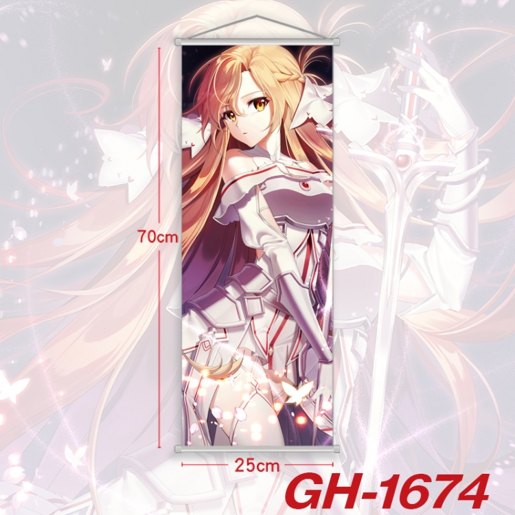 Sword Art Online Plastic Rod Cloth Small Hanging Canvas Painting Wall Scroll 25x70cm price for 5 pcs GH-1674A