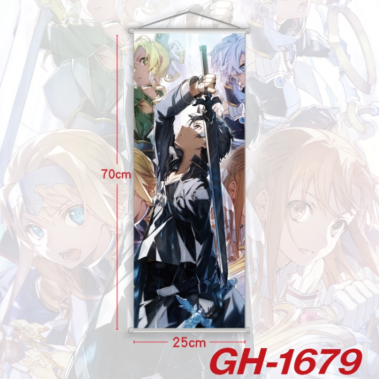 Sword Art Online Plastic Rod Cloth Small Hanging Canvas Painting Wall Scroll 25x70cm price for 5 pcs GH-1679A