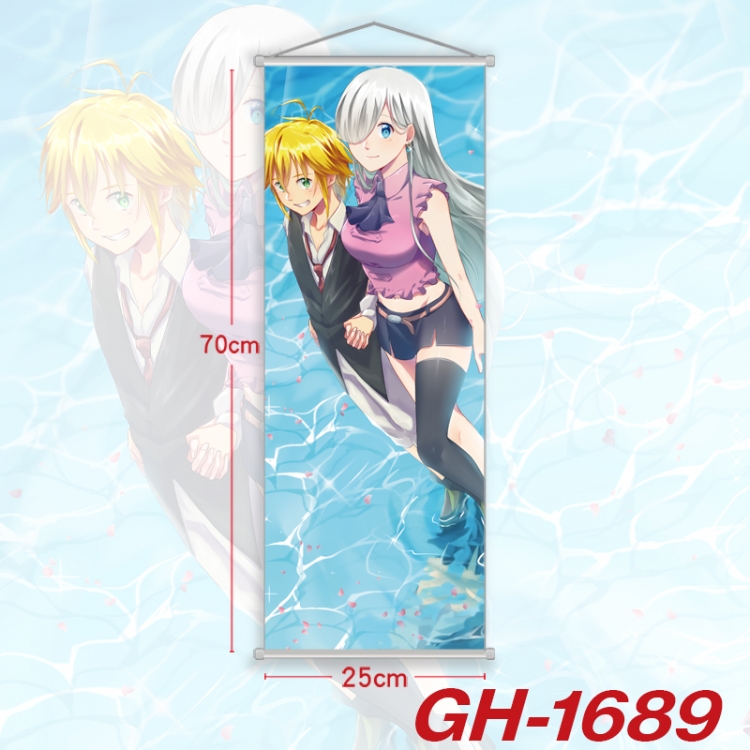 The Seven Deadly Sins Plastic Rod Cloth Small Hanging Canvas Painting Wall Scroll 25x70cm price for 5 pcs GH-1689A