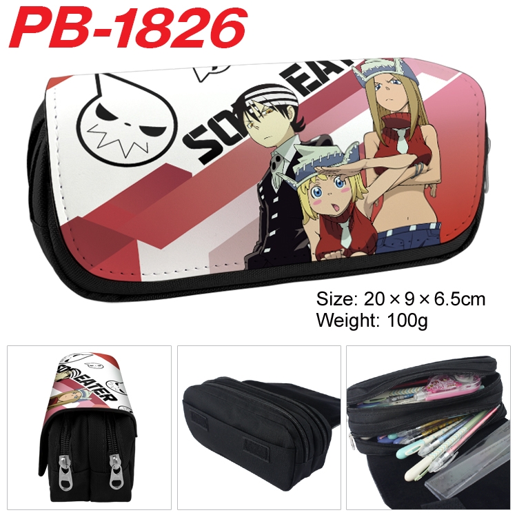 Soul Eater Anime double-layer pu leather printing pencil case 20×9×6.5cm PB-1826
